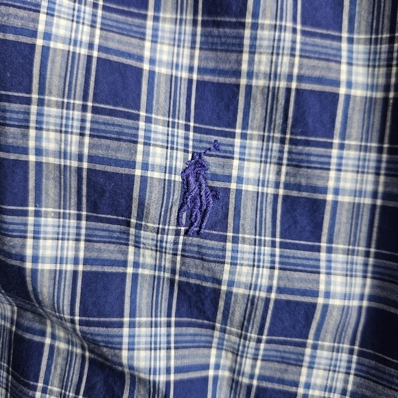 Ralph Lauren Mens Button Down Navy Plaid Shirt Sz 3XLT - Picture 7 of 11